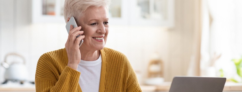 resident speaking on the phone