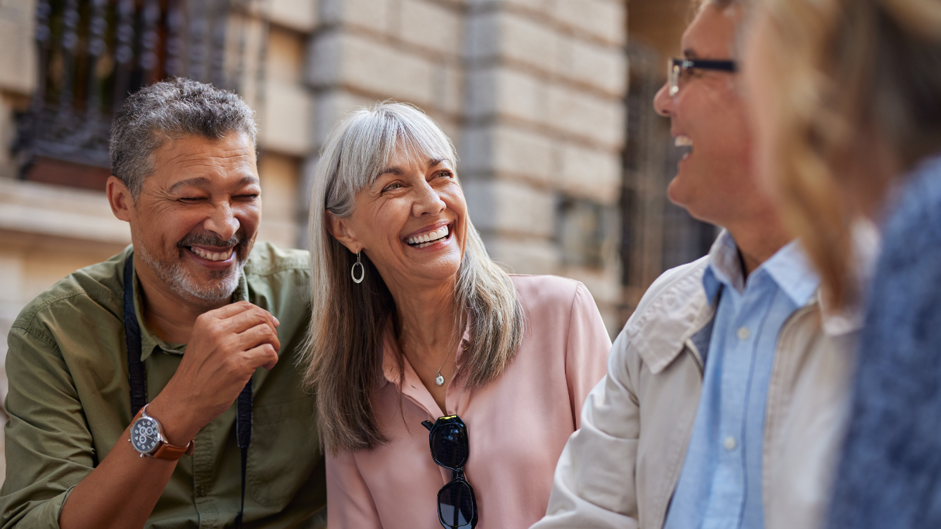 Group of senior friends laughing together