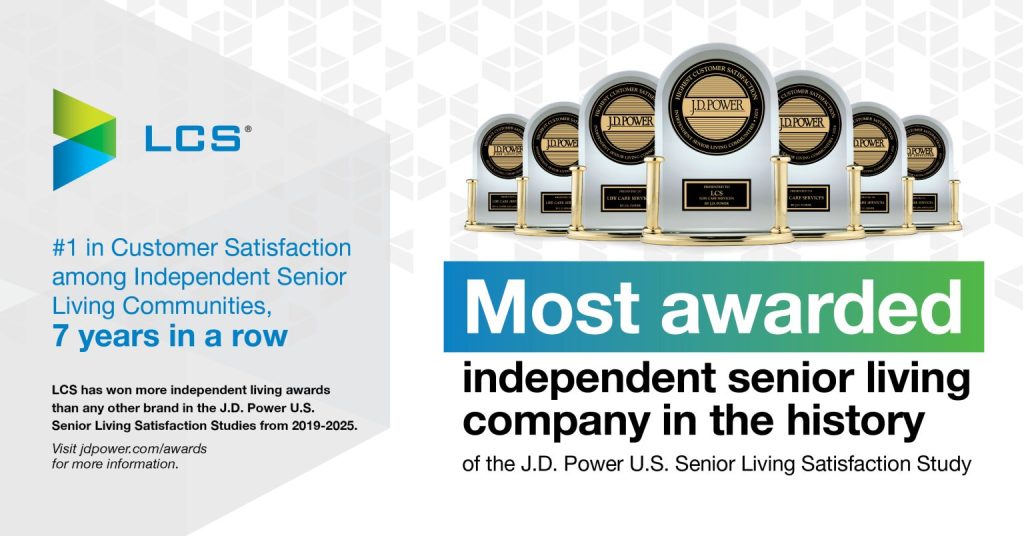 JD Power award for most awarded independent senior living company badge
