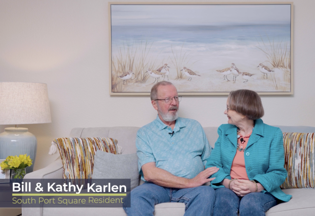 Bill and Kathy Karlen, South Port Square residents, being interviewed.