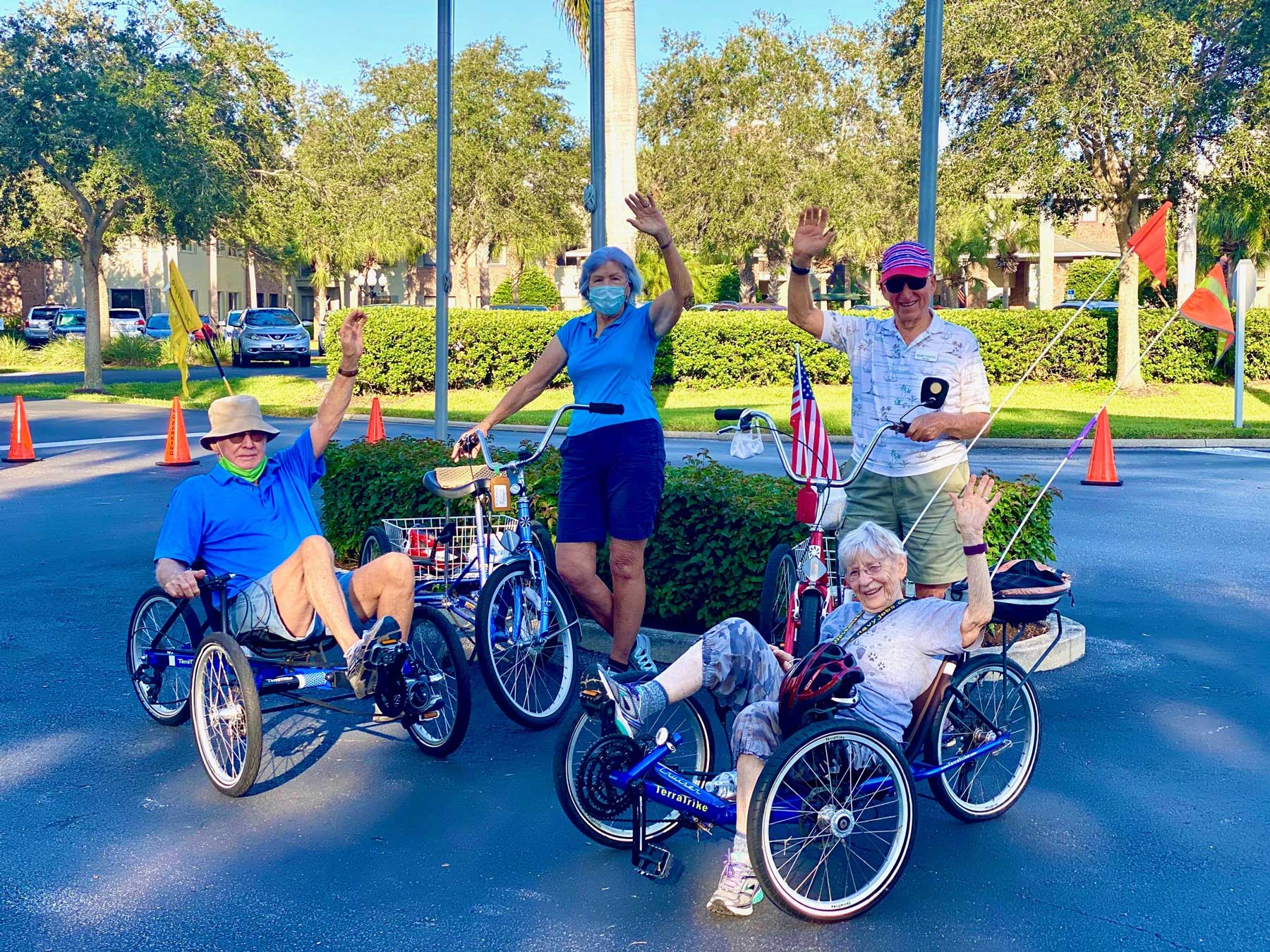 seniors biking outside
